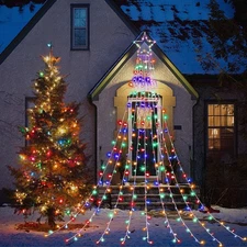 Christmas Decorations Star String Lights, 320 LED Waterfall Tree Lights with 13"