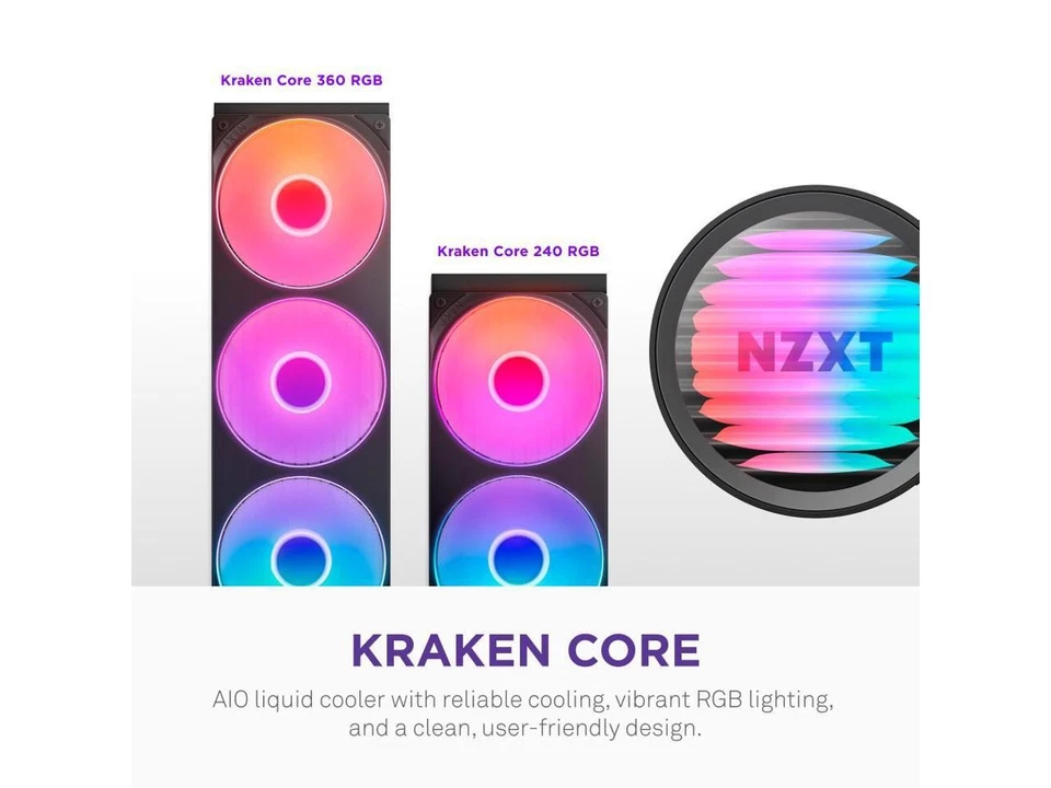 NZXT Kraken Core 360 RGB - AIO CPU Liquid Cooler - 360 mm Radiator - 360 mm - Image 2 of 4