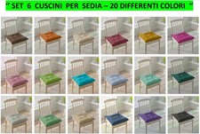 Set 6 Cuscini per Sedie Cucina con Lacci - 20 Colori - SPEDIZIONE GRATUITA
