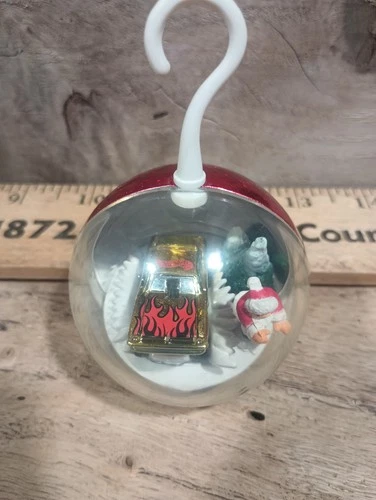 2 Vintage Hot Wheels Planet Micro Hanging Christmas Ornaments. Red and Blue