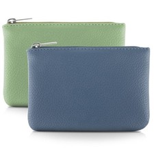 2Pcs Coin Purse, Portable PU Leather Zipper Coin Purse Mini Change Wallet for...
