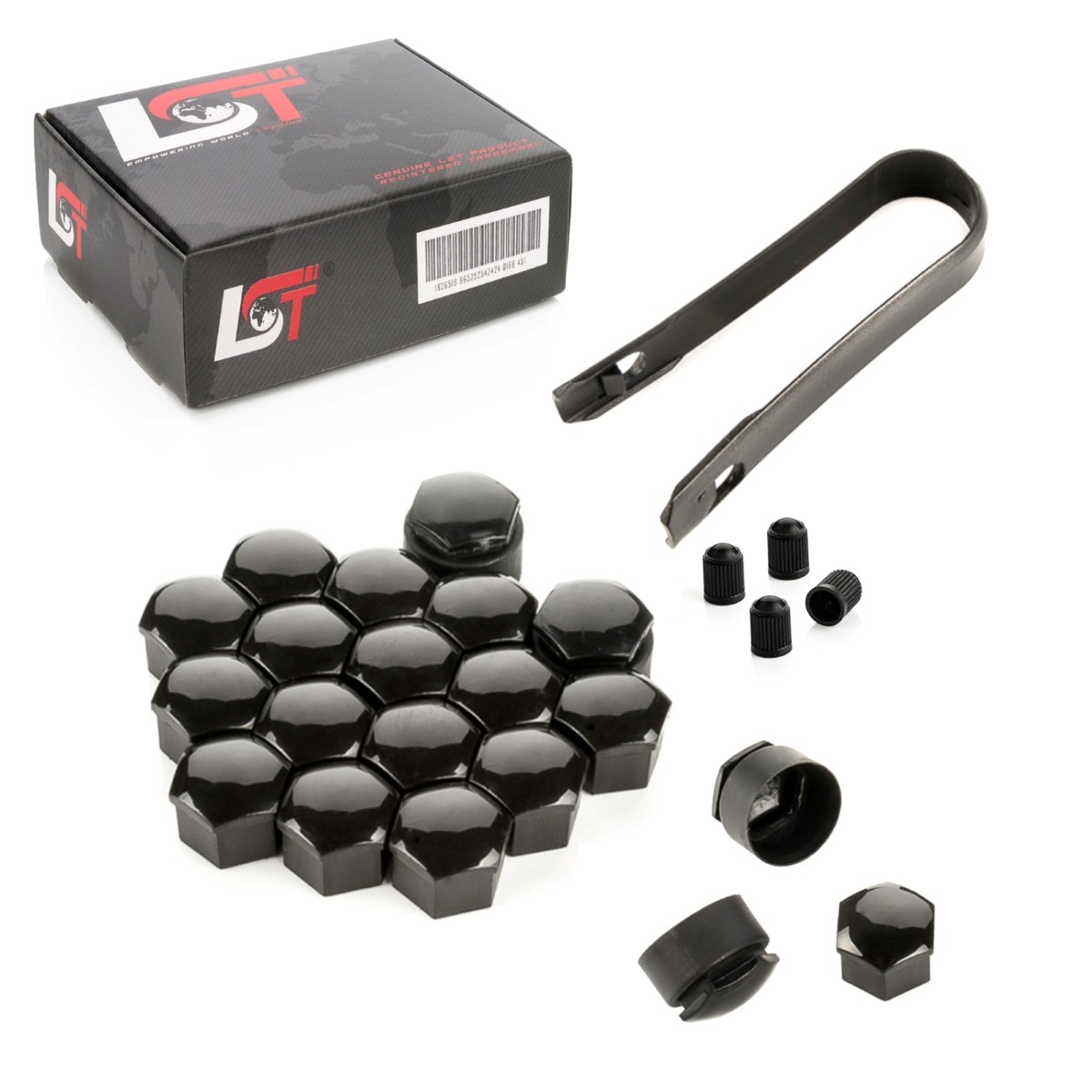 20X Caps Wheel Bolt Caps 17Mm Theft Resistant Glossy Black For PORSCHE