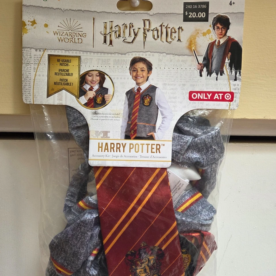 Harry Potter Kit de Accesorios Disfraz de Halloween Talla Infantil Chaleco Parche de Corbata Nuevo Foto 2 de 4