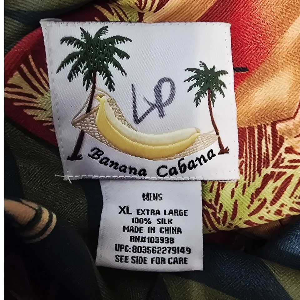 Banana Cabana мартини пальма дерево новинка печати 100% шелк Мужская рубашка XL - Изображение 4 из 4