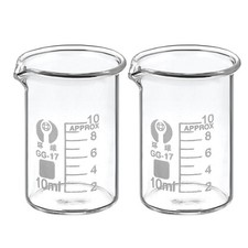 2pcs 10ml Low Form Glass Beaker 3.3 Borosilicate Graduated Lab Measuring Cups