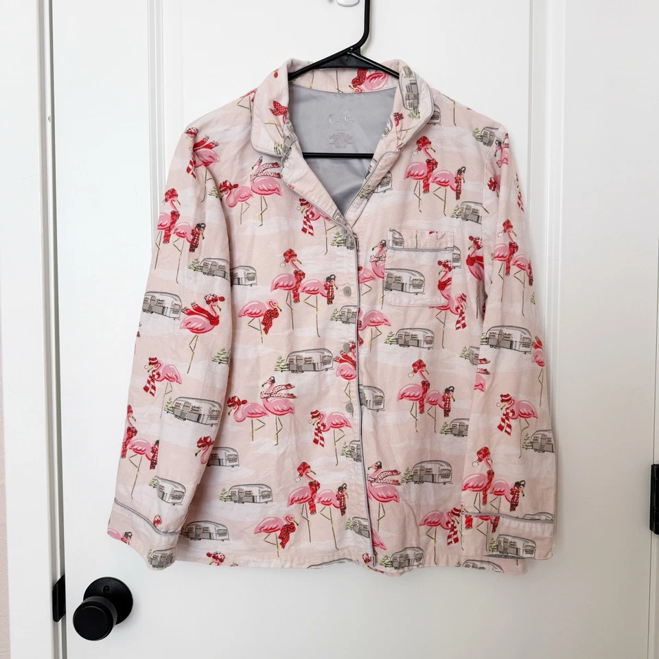 Conjunto de pijama de franela para mujer Nick & Nora talla mediana flamenco Airstream vacaciones Foto 2 de 4