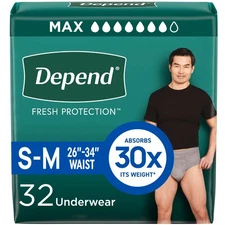 32 Count Depend Fresh Protection Adult Incontinence Underwear for Men 9303