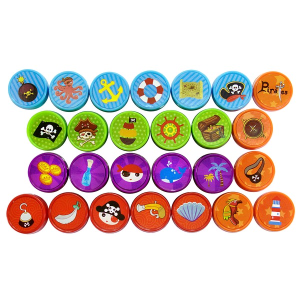 Piraten Stempelset 26 StüCk - Kinder Stempel - SelbstfäRbend Kindergeburt-image