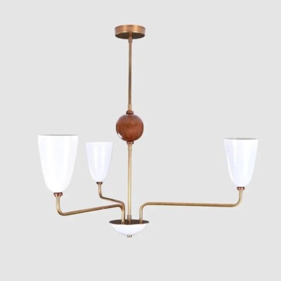 3 Light Pendant Mid Century Modern Raw Brass Sputnik Chandelier light Fixture wi