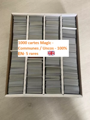 Lot cartes Magic conditionné - 1000 cartes - Communes / Unco + 10 rares - EN - Photo 1/3