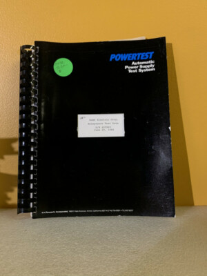 Acme 405969 PowerTest Power Supply Test System Acceptance Test Data Manual