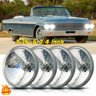 4PCS 5.75'' 5-3/4 inch Round Headlights Hi-Lo Lamp For Ford 500 1962-1974 Galaxie
