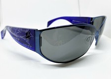 New True Vintage Exalt Cycle Blue Metal  Dark Blue Wrap Sunglasses Italy 68mm 