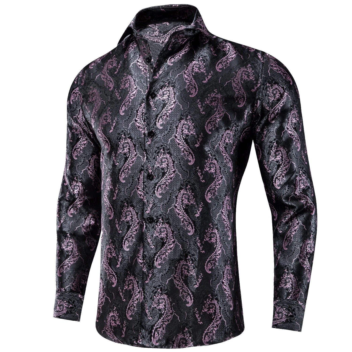 Paisley Seda camisas hawaianas Informal Con Botones para hombres