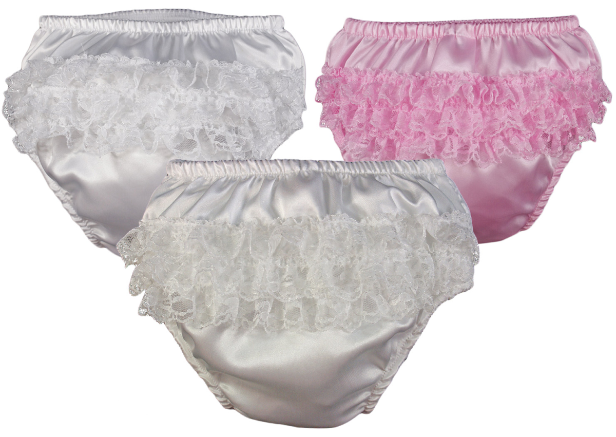 Baby Girl Frilly Knickers Pants Satin Lace Nappy Cover Christening eBay