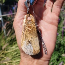 Picture Stone Jasper Large Pendant Necklace