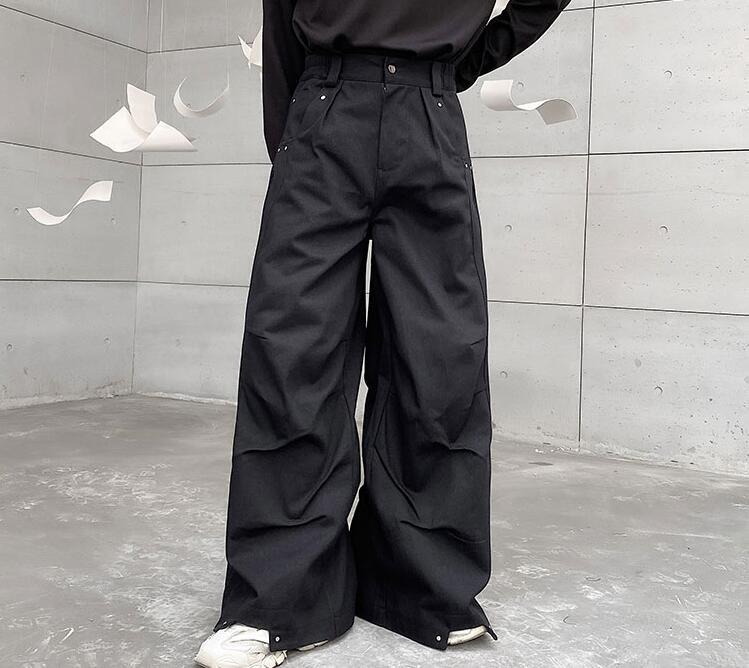 Men's Fashion Japanese Style Punk Gothic Rivet Trousers Youth Wide
