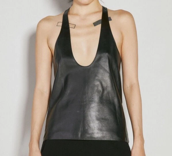 Tanque de couro preto Saint Laurent tamanho 38 EUA 6. Usado uma vez! Varejo US$ 2.800. - Imagem 3 de 4