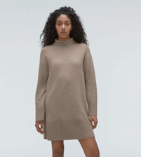 Everlane Womens The Cozy Stretch Turtleneck Dress  Taupe Grey Tan Camel Size S