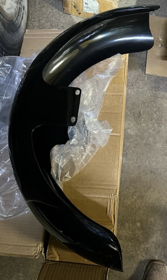 Guardabarros delantero envolvente de acero de 19" negro para Harley Touring Street Road Glide Foto 2 de 4