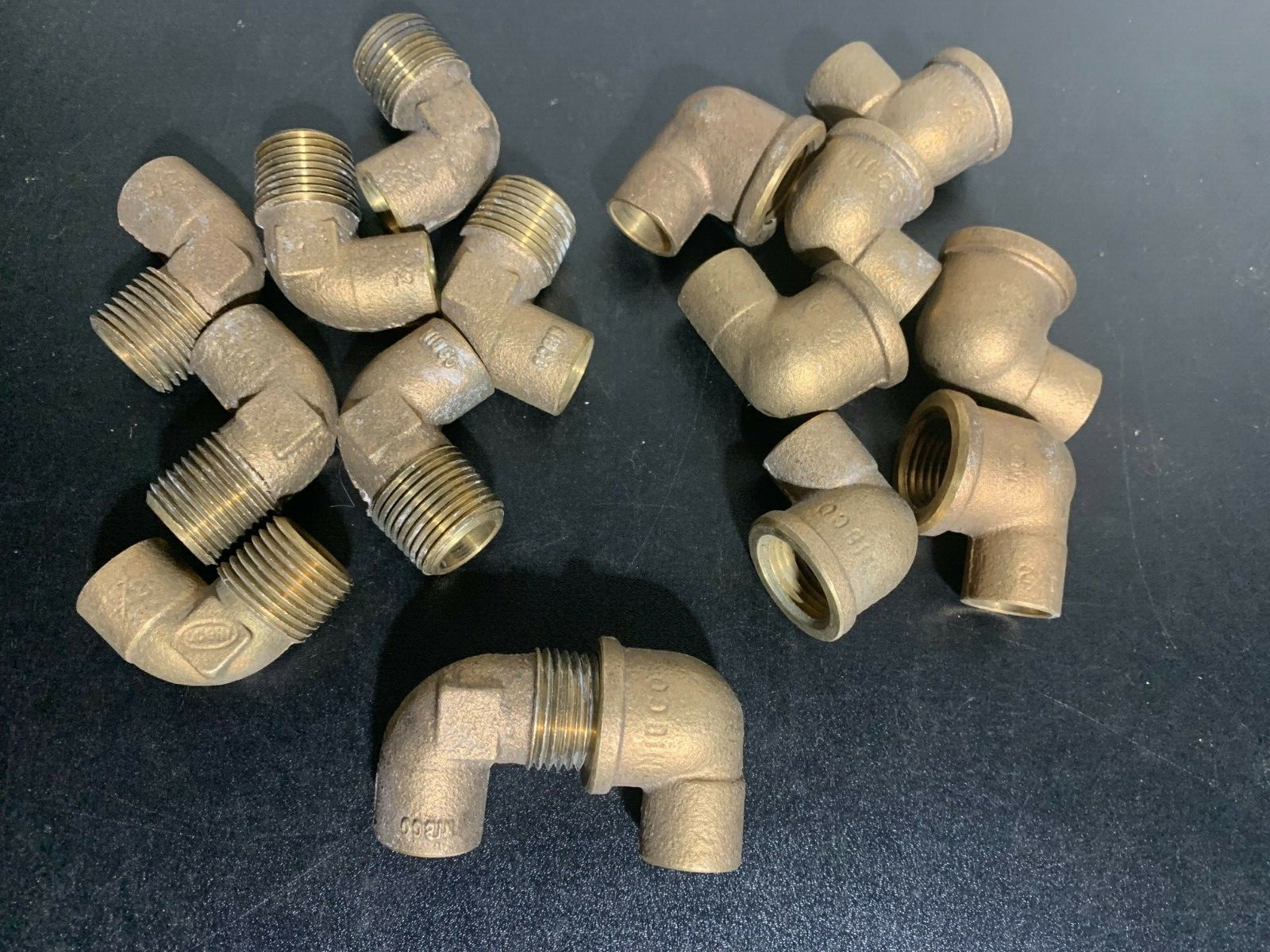NIBCO COPPER BRASS 1/2" (8) MALE + (8) FEMALE ELBOWS QTY (16) MADE IN USA