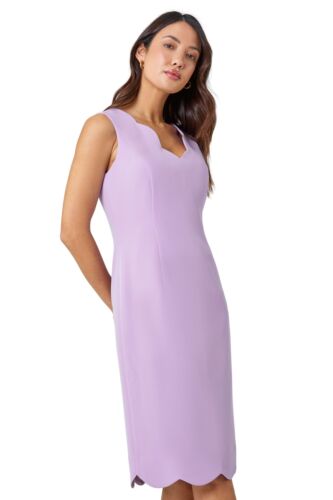 Scallop Edge Plain Shift Dress for Women UK - Ladies Roman - Afbeelding 1 van 26