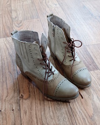 Marco Tozzi Brown and Beige Oxford Boots Women's Size 41