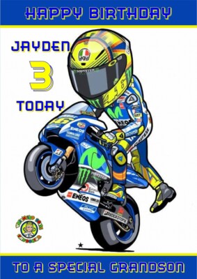 Personalised Moto Gp Valentino Rossi Birthday Card Any Name Relation Age Ebay