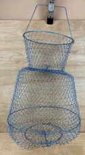 LRG Vintage Fishing Fish Keeper Net Live Bait-Collapsible Metal Wire Basket/Cage