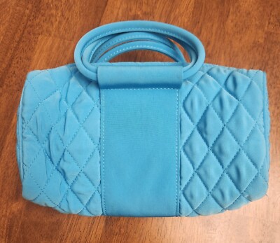 Vera Bradley Turquoise Quilted Mini Barrel Handbag Purse w/ Round Handles READ