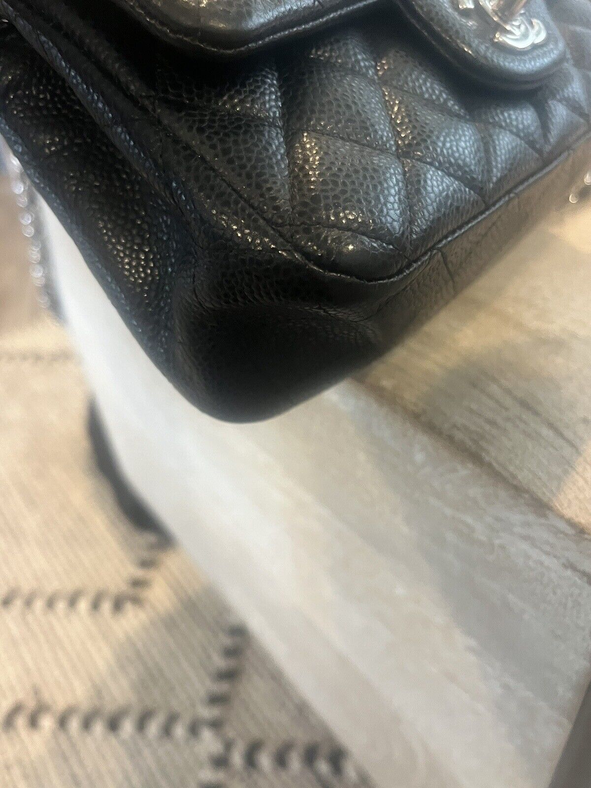 CHANEL Black CAVIAR Leather Mini RECTANGLE Flap B… - image 8