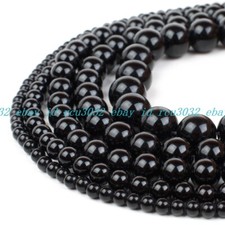 Natural Black Onyx Beads Round Smooth 15 Strand Loose 4mm 6mm 8mm 10mm 12mm