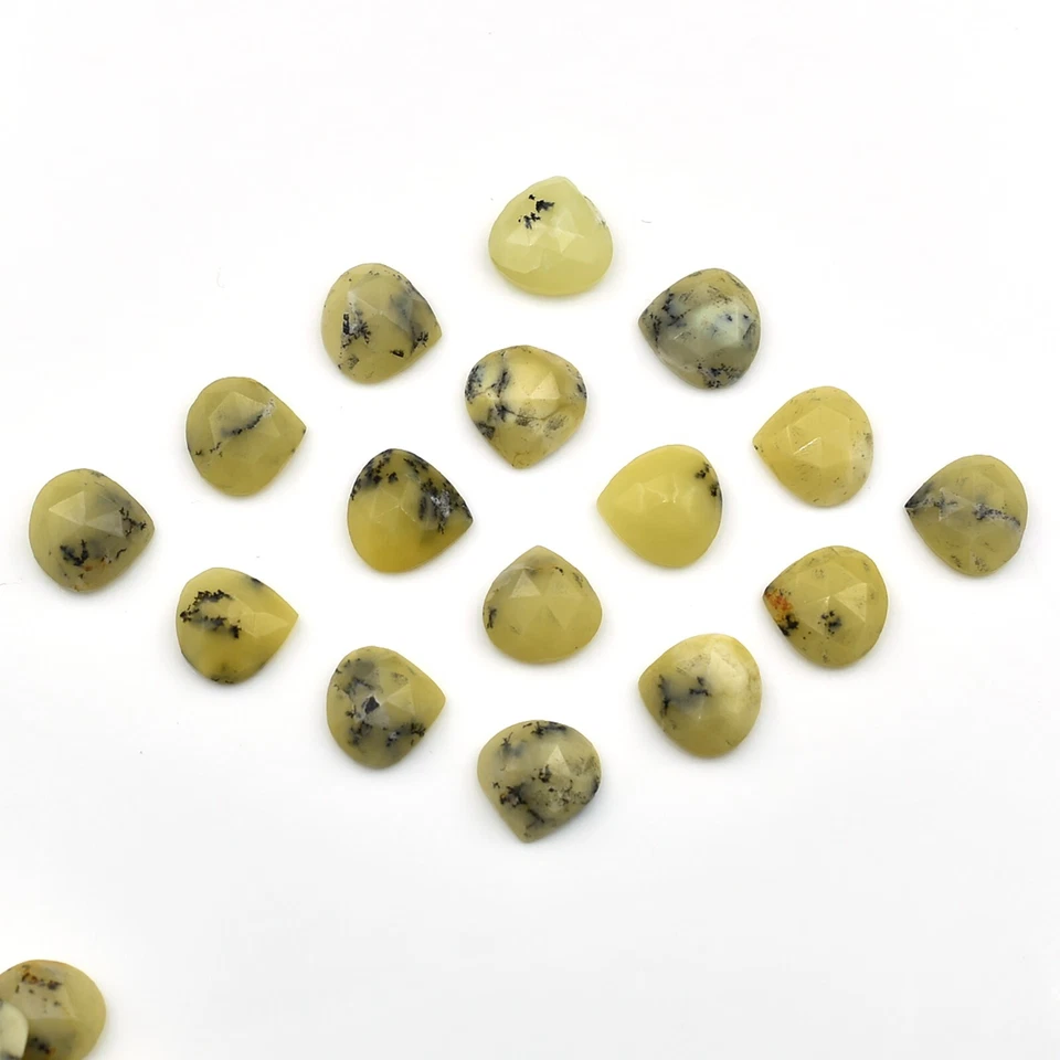 Joyería de piedras preciosas sueltas facetadas de ágata dendrítice de limón natural en forma de corazón Foto 2 de 4