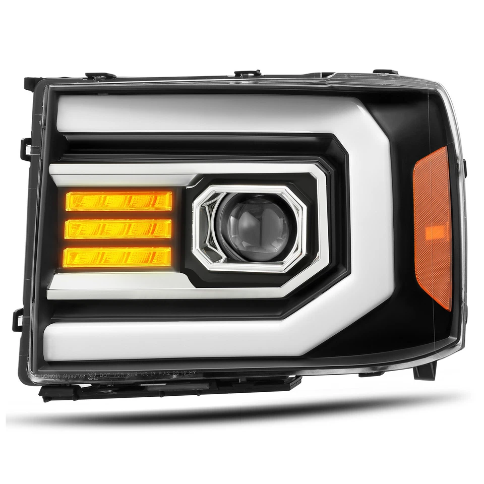 Fit 07-13 GMC sierra 1500/07-14 2500/3500HD Black Headlights w/LED DRL+Signal - Image 4 of 4