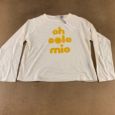 South Parade Women's Size Large Off White Lenny Oh Sole Mio Long Sleeve Tee NWT