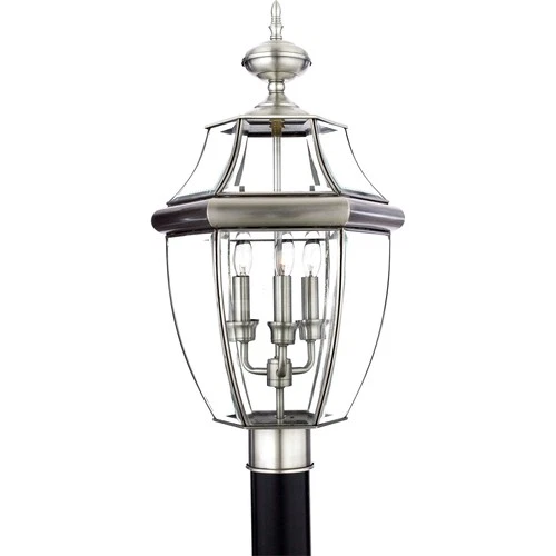 Quoizel NY9043 Pewter Newbury 3-Light 23"H Post Lantern With Clear Glass - Picture 1 of 9