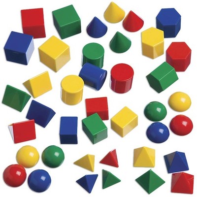 edxeducation Mini Geometric Solids | Set of 40 | Multicolored 3D Shapes | Mat...
