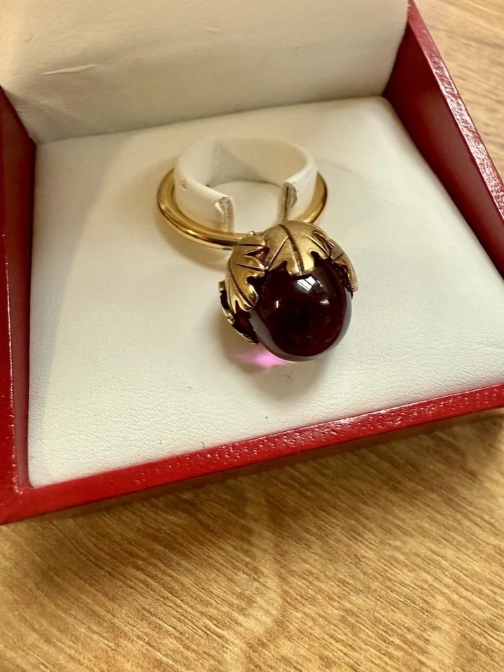 Anillo de murmullo Baccarat chapado en oro amarillo rojo violeta en caja tamaño 7 Foto 4 de 4