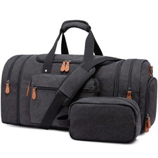 Canvas Travel Duffel Bag for Men, Weekend Overnight Bag with Shoe Compartment...