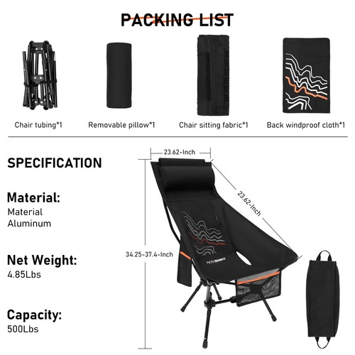 NOVSIGHT Folding Beach Camping Chair Backpacking Portable Outdoor Comfortable US - Picture 8 of 9