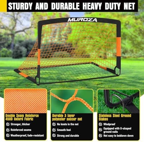 2 Pack Kids Soccer Goal Pop Up Net with Ball Cones