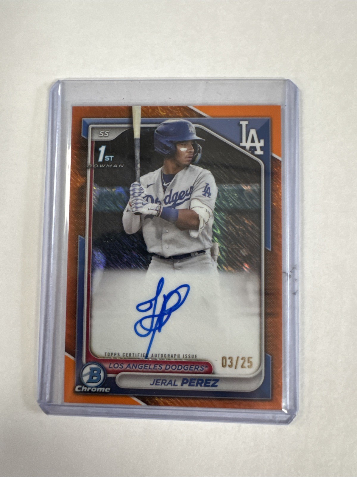 2024 Bowman Chrome - Jeral Perez 1st - AUTO - Orange Shimmer /25 -Dodgers