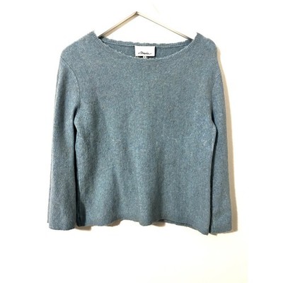 3.1 PHILLIP LIM Sweater Women M Blue Wool Yak Blend Raw Hem Minimalist Soft