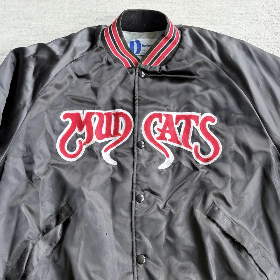 Chaqueta de bombardero de satén Carolina Mudcats de colección años 90 ligas menores de béisbol para hombre XL Foto 3 de 4