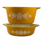 Vintage Pyrex Gold & White Butterfly Gold Casserole Dish Set NO Lids 471 473