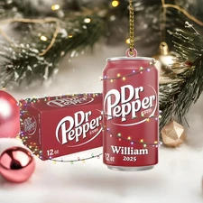 Personalized Dr Pepper Can Ornament, Soft Drink Christmas Ornament,