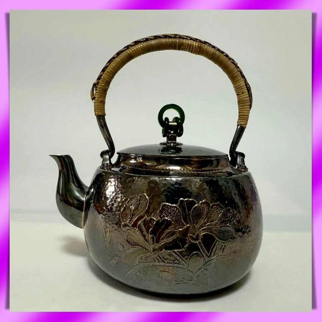 古董日本银色茶壶| eBay