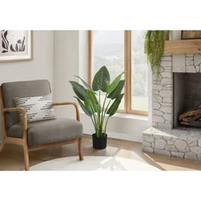 37" Indoor Artificial Aureum Tree Real Touch Green Leaves Potted Fake Plant