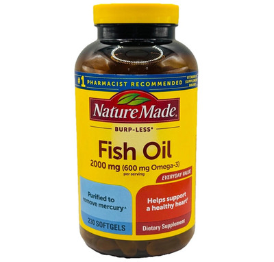 NATURE MADE 2000 Mg 600 mg OMEGA 3 ~ 230 Softgels ~ Burp-Less ~ Exp 2027+ ~ NEW