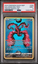 2023 POKEMON SWSH BLACK STAR PROMO CROWN ZENITH TIN #284 GALARIAN MOLTRES PSA 9